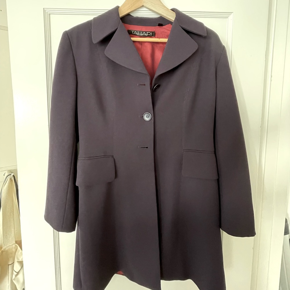 Tahari Suit Jacket + Pants - Deep Purple, Size 4